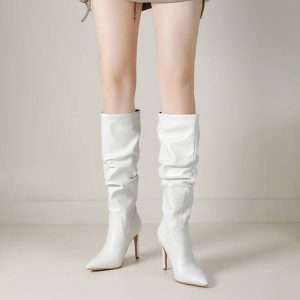 Boots | Womens Anika Buckle Knee High Boots Shoes Beige