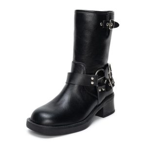 Boots | Womens Kyra Buckle Knee High Boots Boots Black