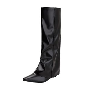 Boots | Womens Look Again Knee High Heeled Boots Boots Black