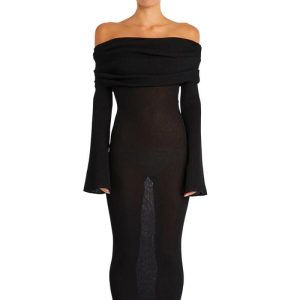 Dresses | Womens Ana Off Shoulder Midi Dress Clothing Black