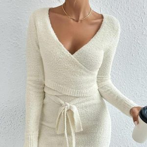 Dresses | Womens Cozy Mini Dress And Cardigan Set Clothing Dresses