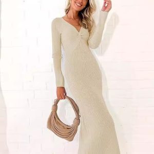 Dresses | Womens Dakoda Ribbed Midi Dress Clothing Cream