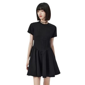 Dresses | Womens Kennedy Short Sleeve Drop Waist Mini Dress Clothing Black