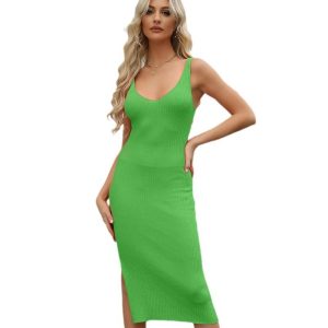 Dresses | Womens Melanie Ribbed Midi Dress Clothing Dresses