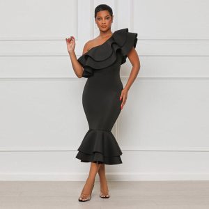 Dresses | Womens Rebecca Ruffle Gown Clothing Black