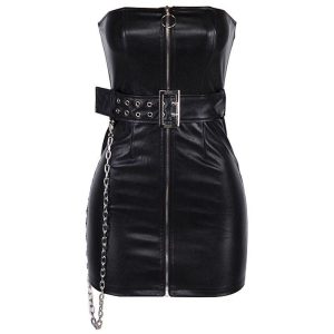 Dresses | Womens Rumi Faux Leather Mini Dress Clothing Black