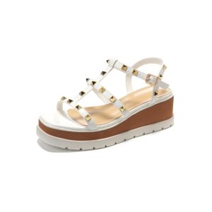 Flat Sandals | Womens Down Time Studded Sandals Flat Sandals Cream