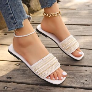 Flat Sandals | Womens Feeling Pearly Flat Sandals Flat Sandals Black