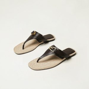 Flat Sandals | Womens Final Rose Flip Flops Flat Sandals Beige