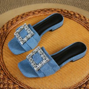 Flat Sandals | Womens Lara Embellished Sandals Flat Sandals Denim