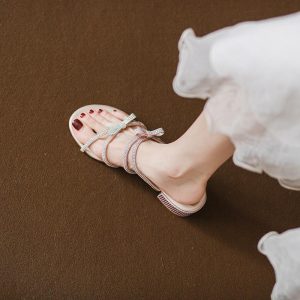 Flat Sandals | Womens Oh So Heavenly Embellished Wrap Up Flat Sandals Flat Sandals Flat Sandals