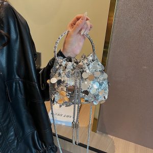 Handbags | Womens Sequin Bucket Bag Accessories Handbags