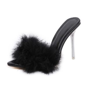 Heels | Womens Moscow Faux Fur Mules Heels Black