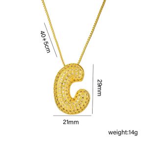 Jewelry | Womens Bubble Letter C Necklace Accessories Gold