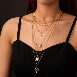 Jewelry | Womens Final Rose Layered Necklace Accessories Gold