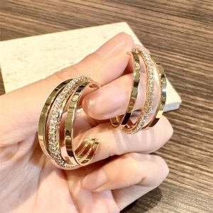 Jewelry | Womens Triple Layers Hoop Earrings Accessories Gold