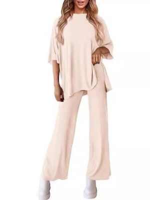 Matching Sets | Womens Don’t Get This Twisted Short Sleeve Pant Set Clothing Heather Grey