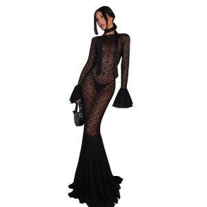 Matching Sets | Womens Dreamy Romance Lace Skirt Set Clothing Black