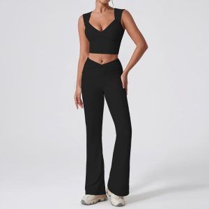 Matching Sets | Womens Kayleen Ribbed Pant Set Clothing Black