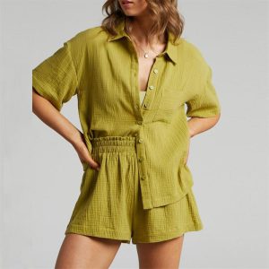 Matching Sets | Womens Makenzie Short Sleeve Pant Set Clothing Chartreuse