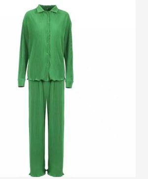 Matching Sets | Womens Naya Textured Pant Set Clothing Kelly Green