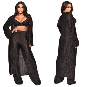 Matching Sets | Womens Meghan Plisse Pant Set Clothing Black